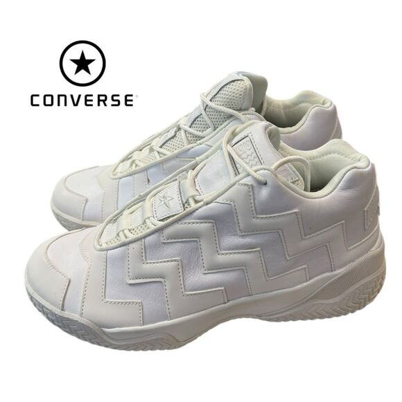 New CONVERSE Voltage Vltg Triple White Women's Mid Leather Sneakers 10 - Picture 1 of 6